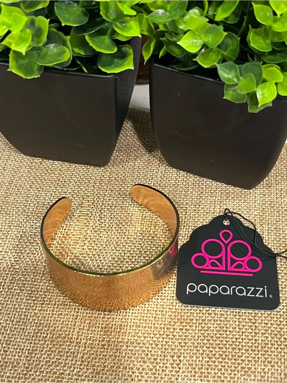 paparazzi Gold Textured Open Cuff Bracelet